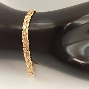 14K Yellow Gold Italian Byzantine Chain Bracelet 7" Lobster Clasp Unisex 6.3 g